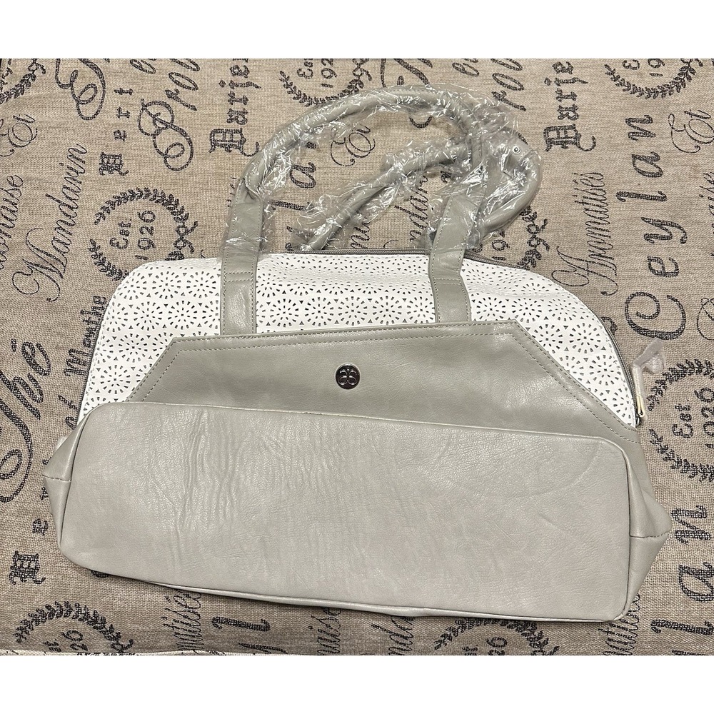 Arbonne Faux Leather White and Gray Bag - New